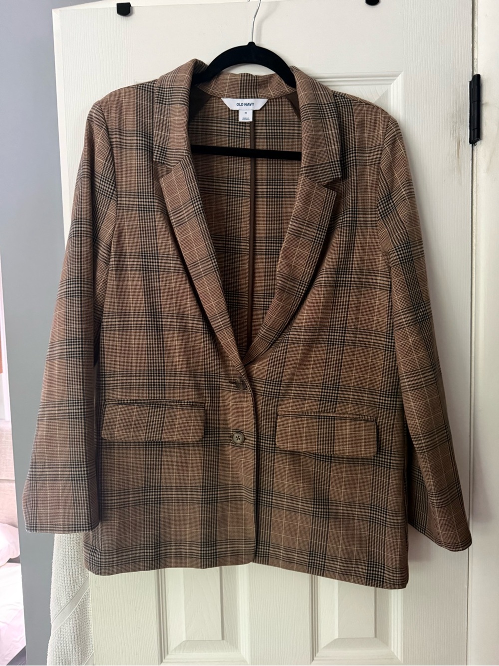 Old Navy Tan Brown Plaid Blazer Jacket